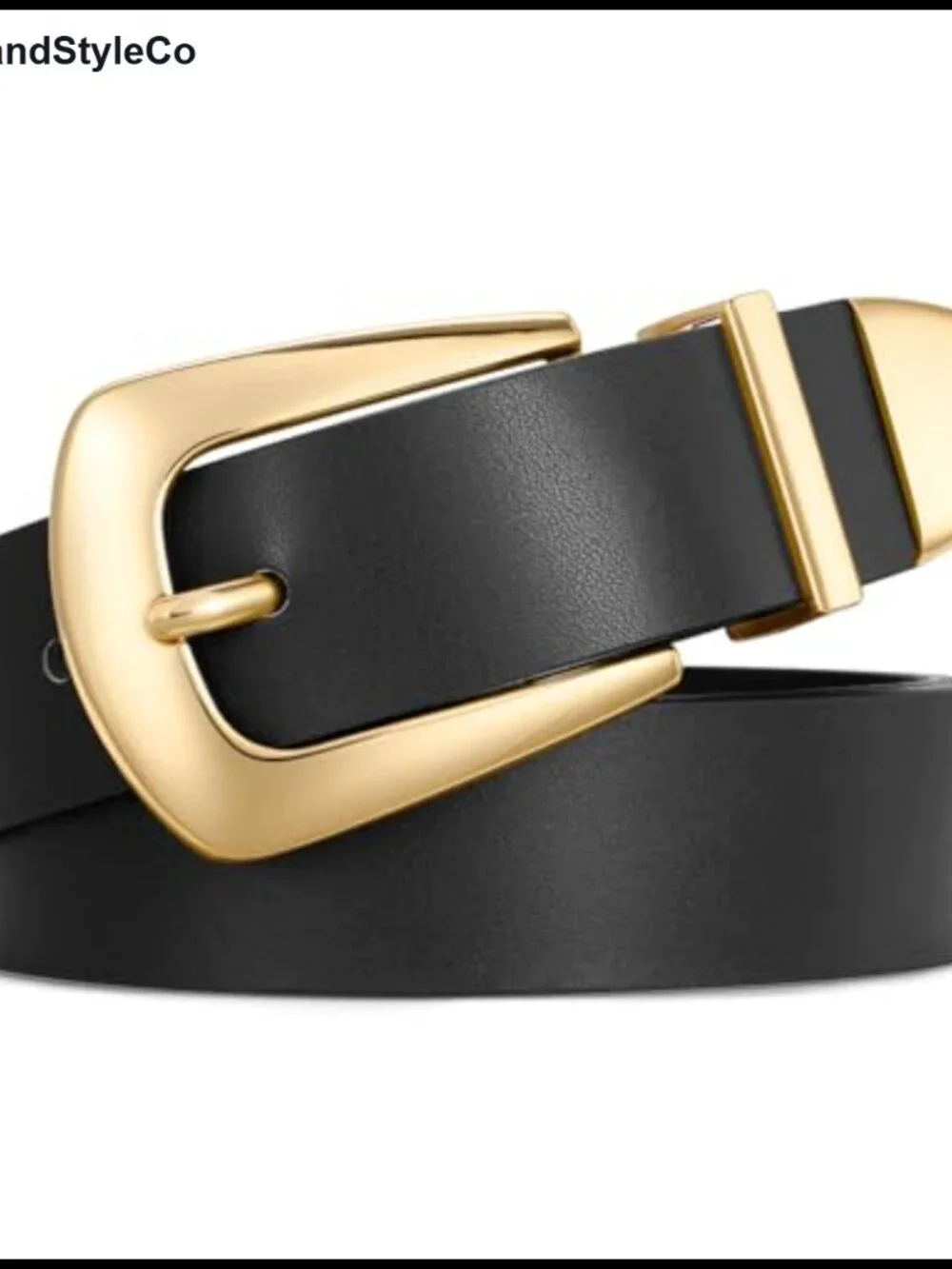 Women's Leather Belt Gold Buckle Western Adjustable Fashion